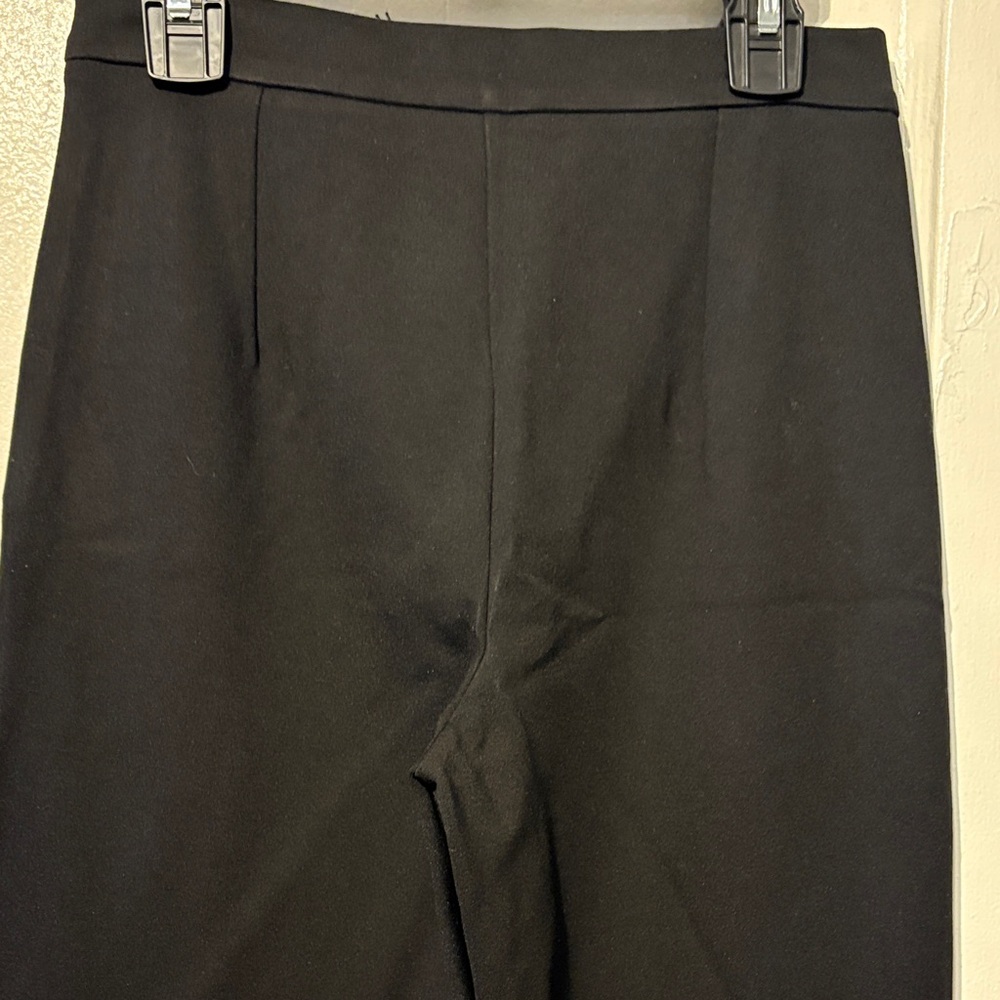 Elegant Black Women's Straight Leg Pants with s slit on the bottom - Picture 3 of 7